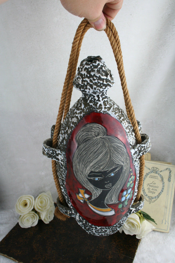 Retro fifties mid century San marino pottery Vase Lady rope vase rare