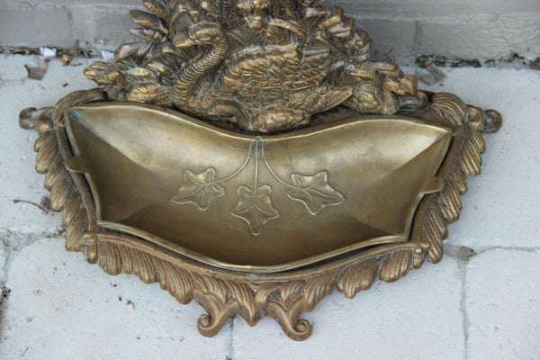 French brass mid century 1960 Swan animal umbrella stand holder