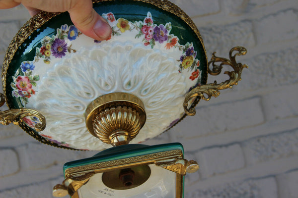 Vintage Porcelain floral centerpiece Bowl lidded lion paws 1970