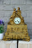 Antique french bronze gold gilt mantel clock Devil putti head couple figurines