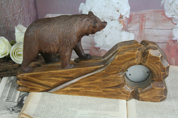 Gorgeous BLACK FOREST wood carved bear barometer rare model Germany 1900