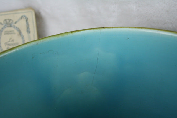 PAIR French Sarreguemis mark barbotine pottery planter with escutcheons