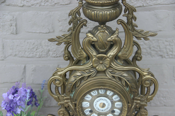 HUGE XL Bronze French antique Castle gothic lion dragon mantel clock