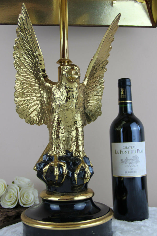 Mid century Bronze eagle Maison Jansen Paris Table lamp Modernist France 1970's