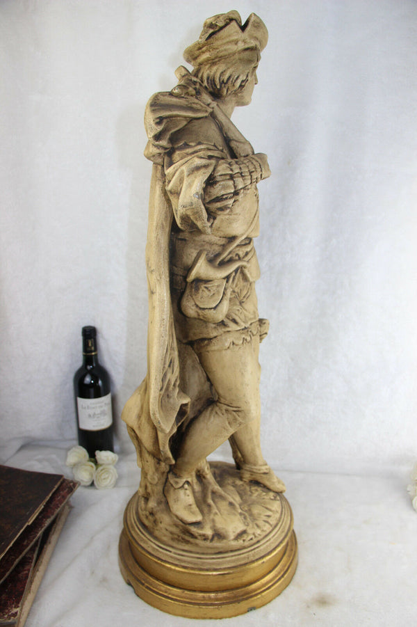 XXL Antique terracotta Statue sculpture hunter hunting dog figurine French 19thc