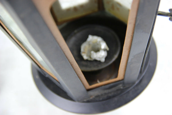 Religious gothic church Lantern light  metal black cross Glass Candle holder