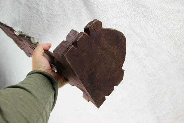 Antique German wood carved Black forest Crucifix cross religious