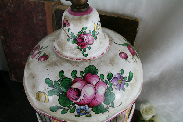 Gorgeous Strasbourg porcelain marked birdcage floral 50's with lamp rare exclusi