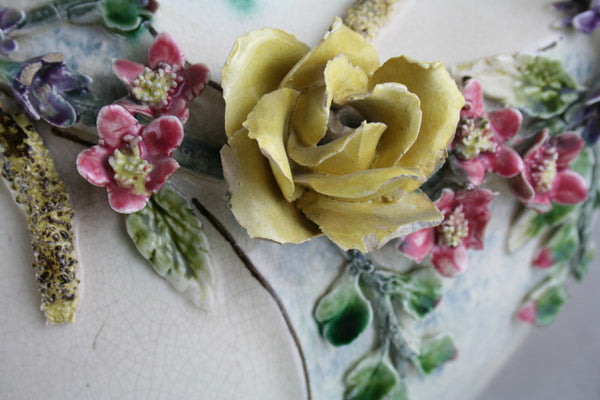 Majestic French 1900 Faience barbotine Planter dragon flowers jardiniere gothic