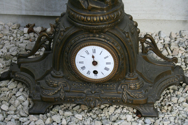 Huge XL French Spelter bronze figurines eagle clock set 60's
