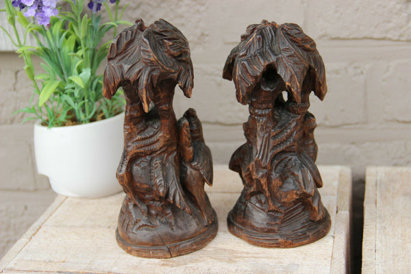 Antique German Black forest Candle holder Bird figurine wood carved