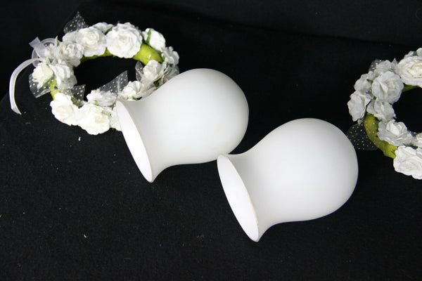 PAIR Opaline glass shades for maison jansen Lunel wall sconces lights