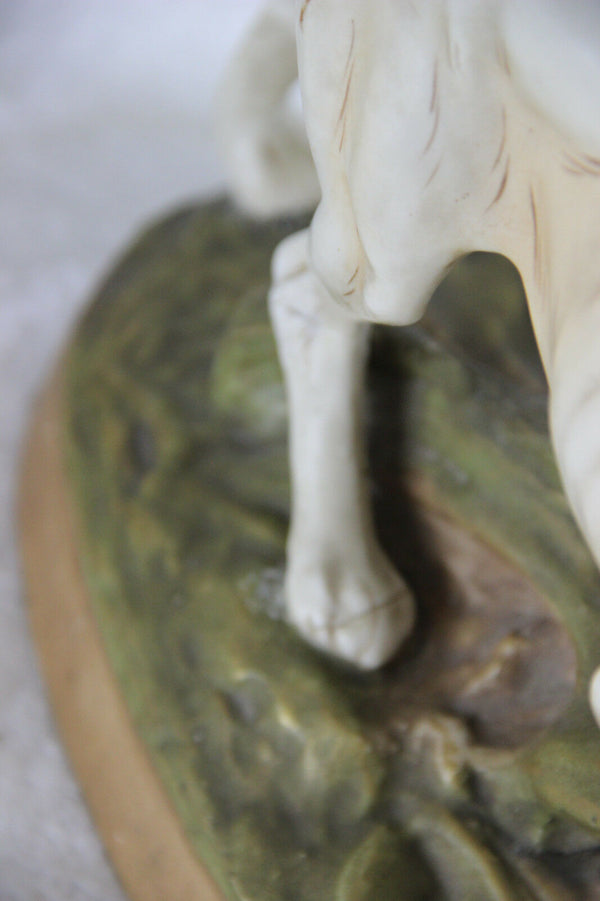 Superb pair antique Royal Dux porcelain  marked hunting dogs statue group