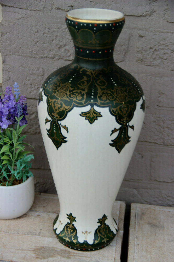 Antique ART DECO BOCH BFK marked ceramic Vase Enamel decor