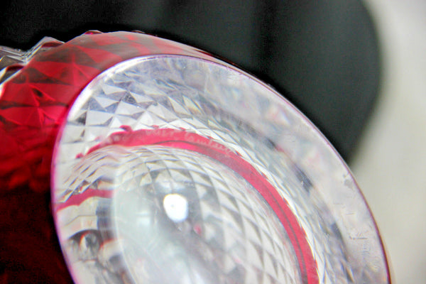 Belgian VAL SAINT LAMBERT Crystal glass ruby red clear cut diamond vase heavy