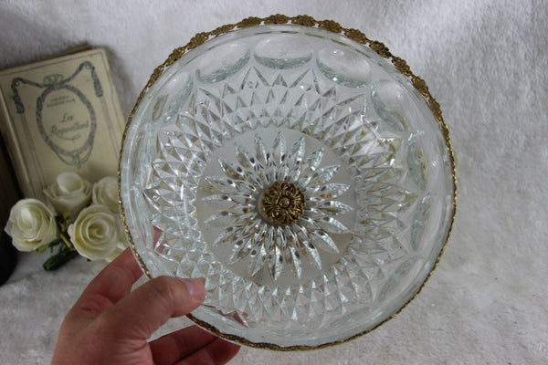 French Empire 1970 Crystal glass cut Centerpiece coupe swan base Rare