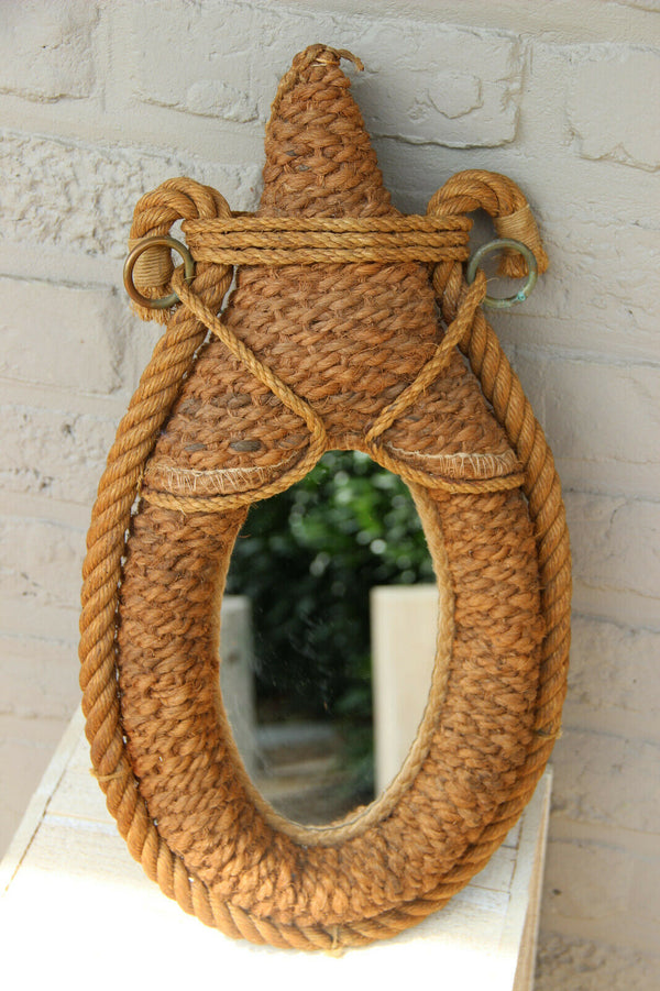 Vintage Audoux Minet Rope Wall mirror France 1950s