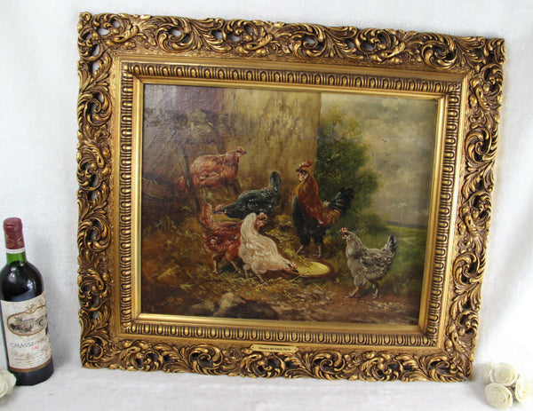 Top listed Henry Schouten oil canvas chicken rooster animal painting framed