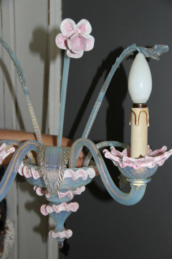 Mid century MuranoVenetian pink hand blown glass Wall light sconce no1