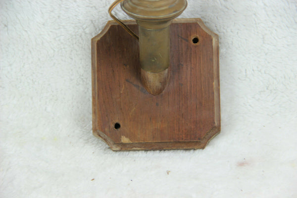 Antique French pair religious procession wall lights sconces glas wood metal