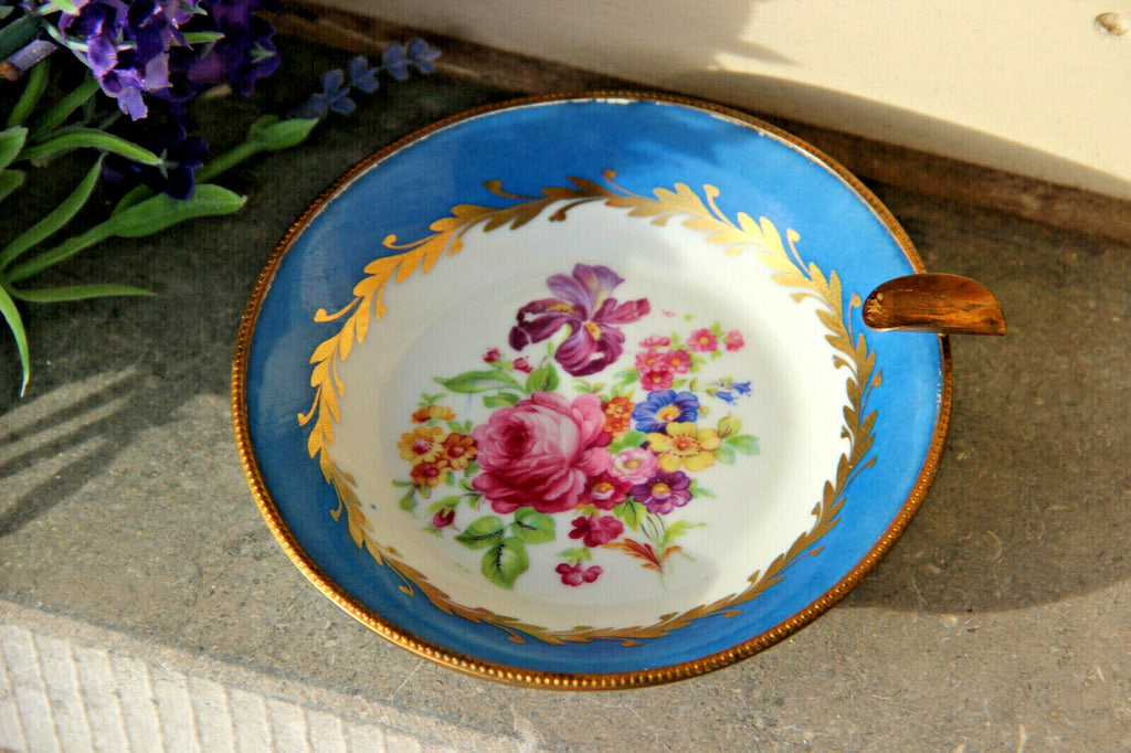 A Gorgeous French Limoges Porcelain Hand-Painted Table Ashtray/Trinket Dish with Roman hot Motif, Stamped on Base