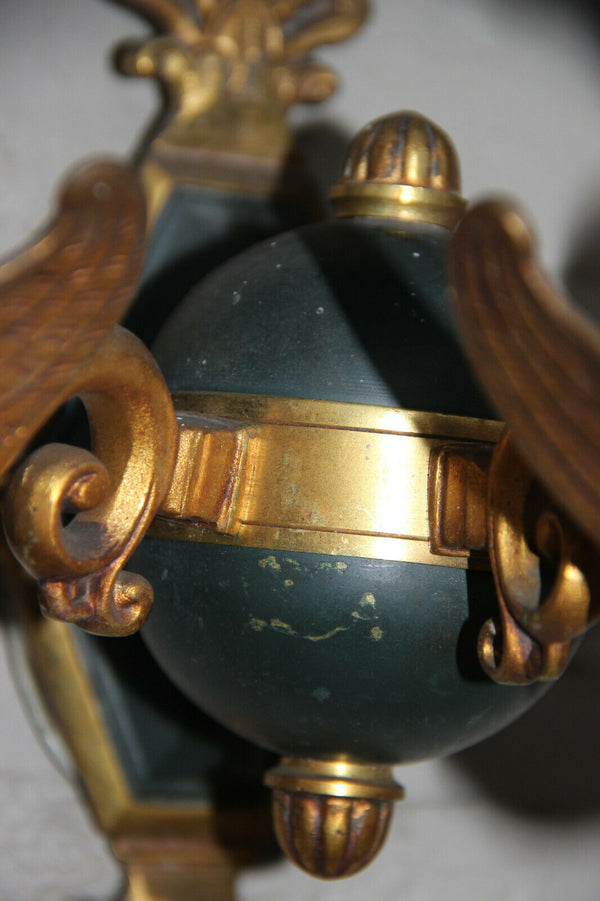 Majestical pair French bronze swan empire animal 3 arm wall sconces lights rare