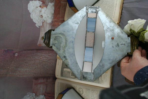 Set of 3 Art deco 1970's Metal plexiglass Coloured Sconces wall lights French