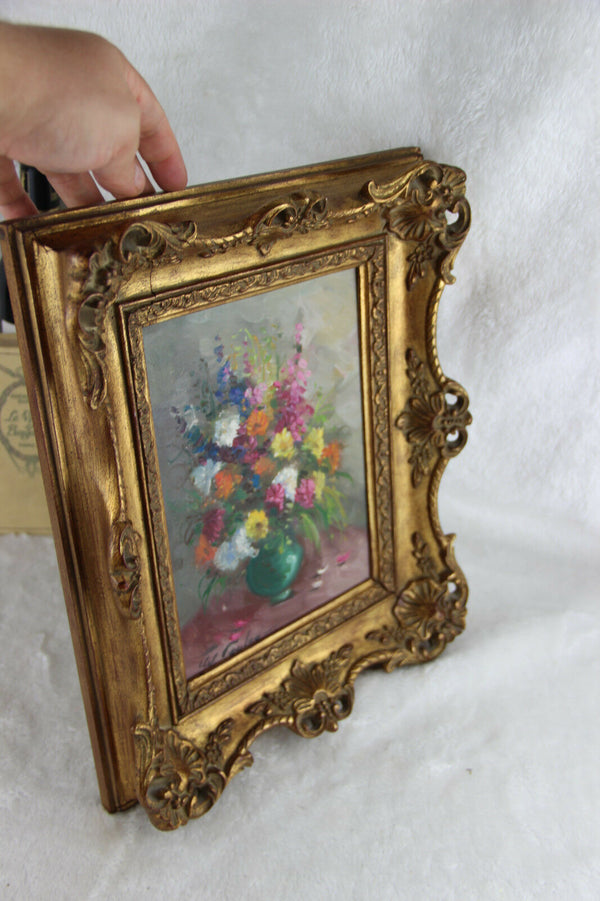 Belgian Artist J J foulon painting oil cardboard Still life framed