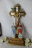 Antique French Crucifix porcelain figurines Calvary chalkware christ 1920's