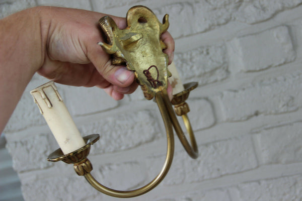 SET 4 Antique Bronze Devil satyr head wall lights sconces French gothic castle