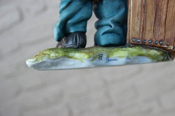 Large Italian capodimonte porcelain statue figurine  man signed Bruno Tyche