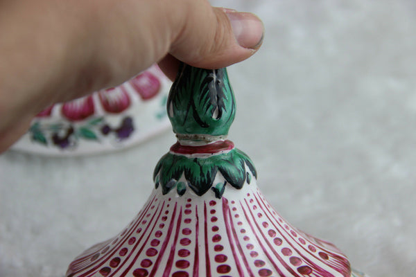 RARE PAIR faience de l'est Strasbourg Normandie Vases putti heads floral 1920