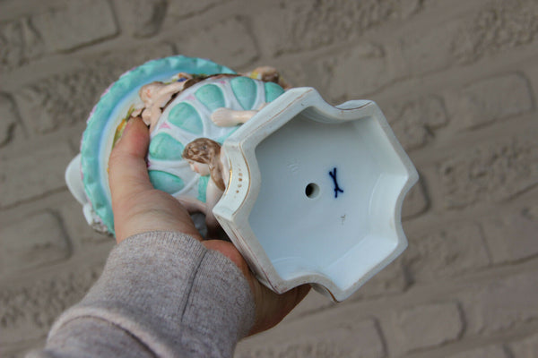 Antique German marked putti mythological figural Ewer pitcher vase horse satyr