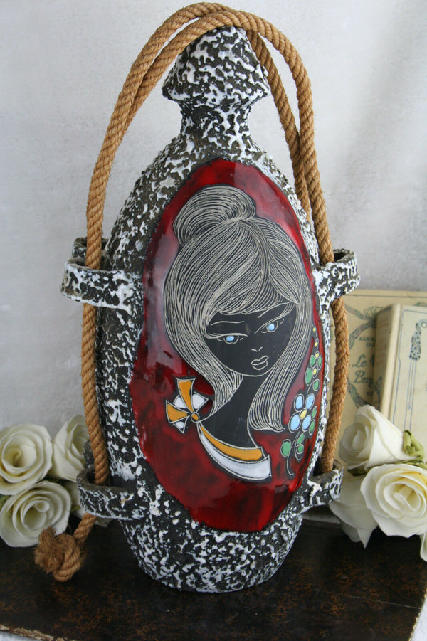 Retro fifties mid century San marino pottery Vase Lady rope vase rare