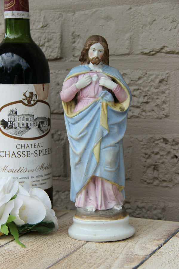 Antique French porcelain Vieux andenne Saint joseph figurine statue religious