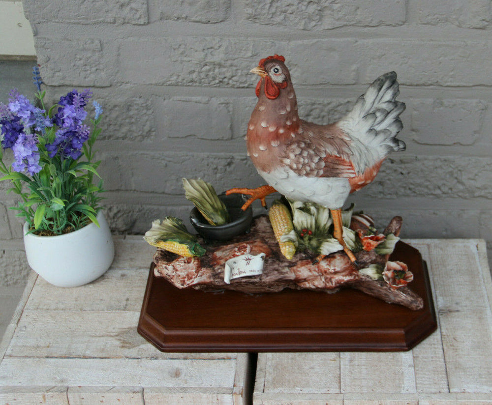 Large Capodimonte porcelain Italian marked  Chicken statue group