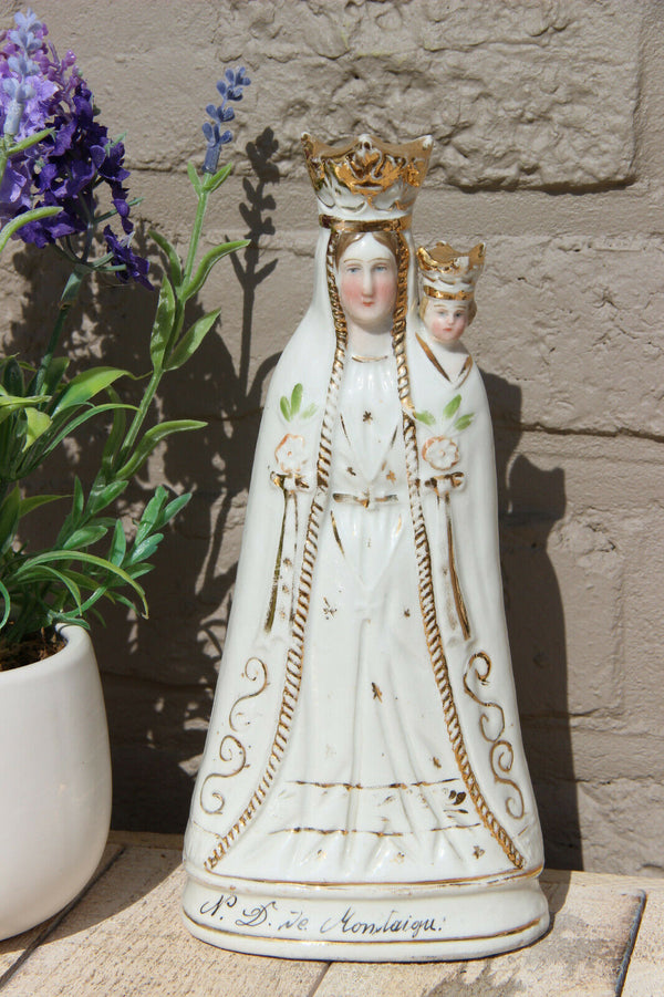 Antique french vieux paris porcelain madonna de Montaigne Statue figurine