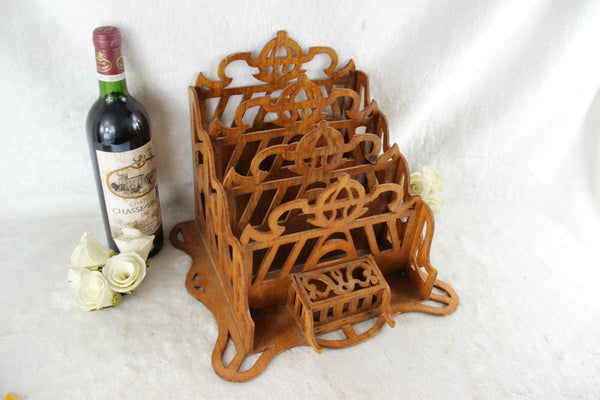 Gorgeous art nouveau design vintage French Wood cut Letter desk holder