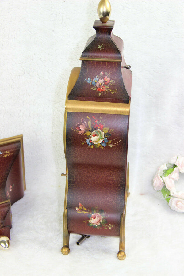 Swiss palais royal neuchatel Wall clock floral hand paint shelf console