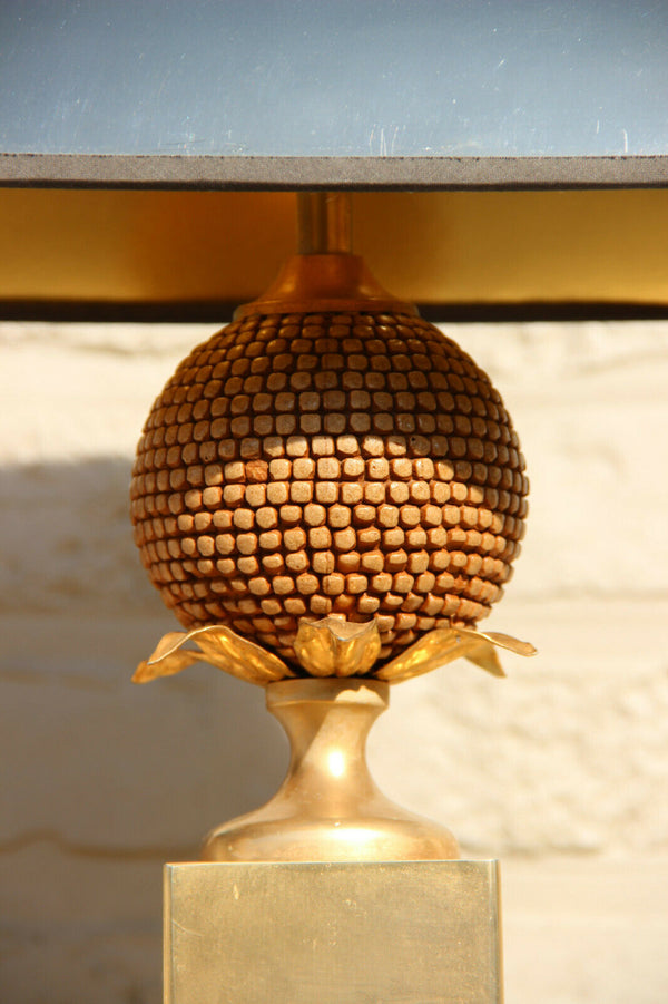 Mid Century French 1970 Egg Floral table lamp attr. maison jansen