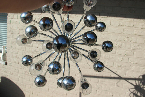 Mid century Retro Sputnik atomic chrome metal sciolari chandelier 1970 9 lights