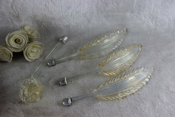 Set of 4 Murano Venetian glass replacement part flowers leaves wall light sconce