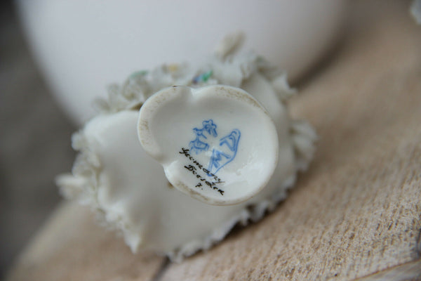 PAIR German marked dresden  Muller volkstedt porcelain lace group figurine