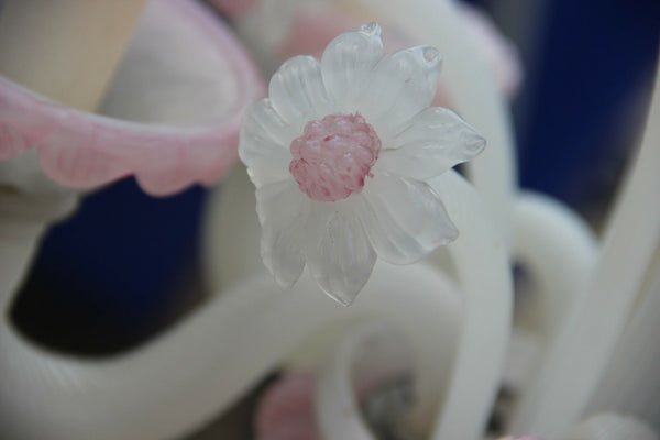 Italian 1970 Pink MURANO hand blown Venetian 5 arms chandelier floral