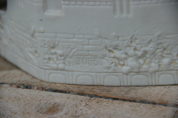 French vintage Small bisque porcelain girl with ram planter jardiniere vase