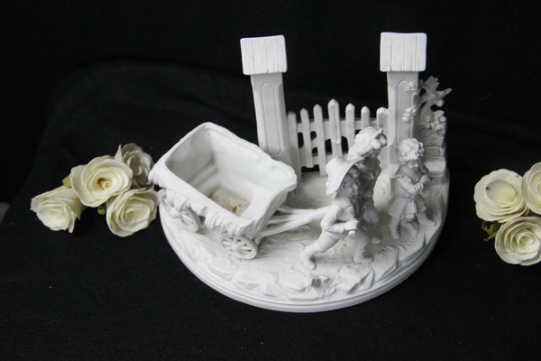 German marked Bisque porcelain group statue jardiniere planter