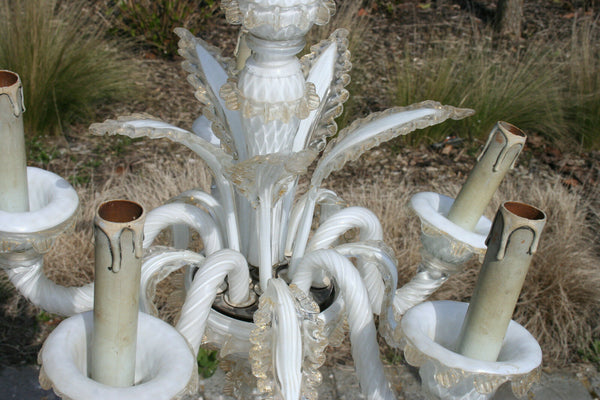 MURANO 60's Glass Chandelier leaf elements Italian 5 arms