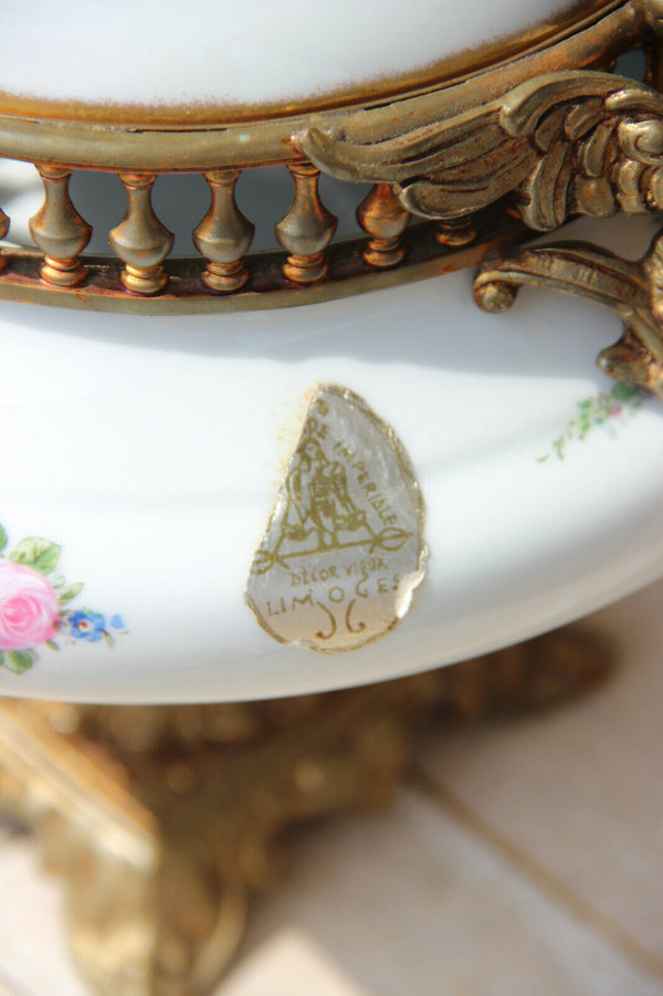 French Limoges putti angels caryatid Centerpiece porcelain Bowl rare