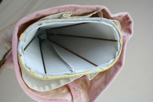 Antique French Wax Madonna statue child pink cape religious figurine 1930