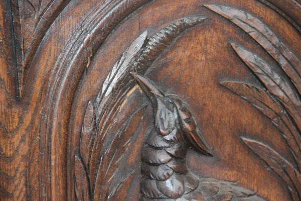 PAIR black forest hunting cabinet wood carved door panels furniture door